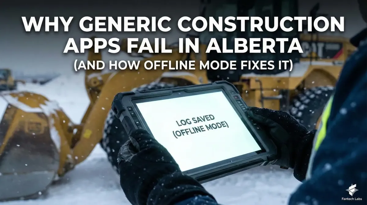 Diagram illustrating offline mode software architecture for remote construction sites in Alberta.